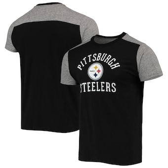 Men's Pittsburgh Steelers Majestic Threads Black/Gray Field Goal Slub T-Shirt