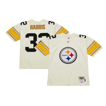 Men's Pittsburgh Steelers Franco Harris Mitchell & Ness Cream Chainstitch Legacy Jersey