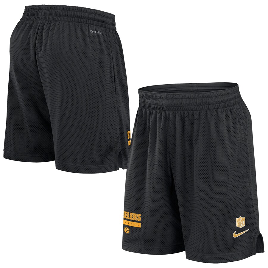 Men's Pittsburgh Steelers Nike Black 2024 Sideline Performance Mesh Shorts