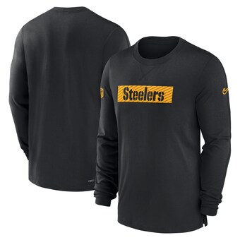 Men's Pittsburgh Steelers Nike Black Sideline Player Performance Long Sleeve T-Shirt