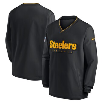 Men's Pittsburgh Steelers Nike Black Sideline Pullover Wind Shirt