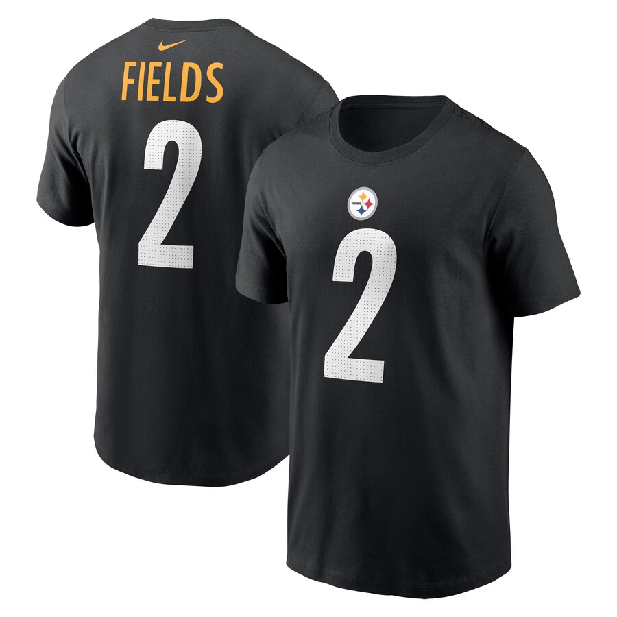 Men's Pittsburgh Steelers Justin Fields Nike Black Player Name & Number T-Shirt