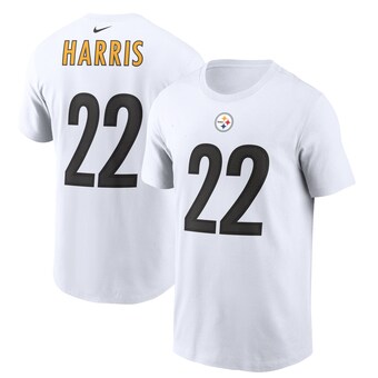 Men's Pittsburgh Steelers Najee Harris Nike White Player Name & Number T-Shirt