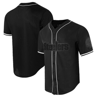 Men's Pittsburgh Steelers Pro Standard Black Triple Tonal Mesh Button-Up Shirt