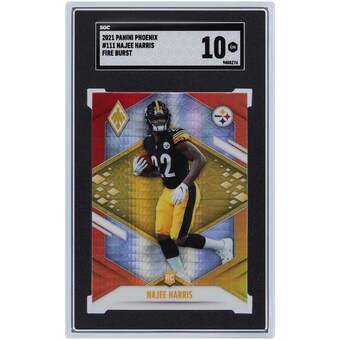 Najee Harris Pittsburgh Steelers 2021 Panini Phoenix Fire Burst #111 SGC Authenticated 10 Rookie Card