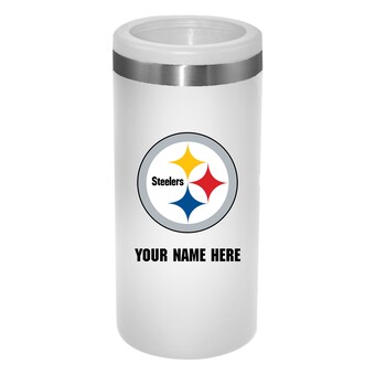Pittsburgh Steelers White 12oz. Personalized Slim Can Holder