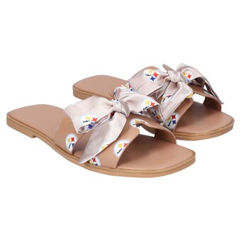 Women's Pittsburgh Steelers Cuce Tan Bow Sandals