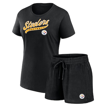 Women's Pittsburgh Steelers Fanatics Black Start to Finish T-Shirt & Shorts Combo Pack