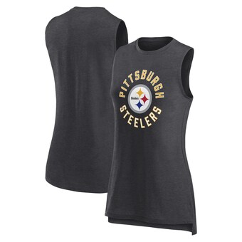 Women's Pittsburgh Steelers  Fanatics Heather Charcoal What Goes Around Tank Top