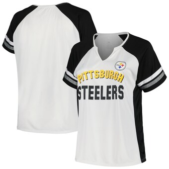 Women's Pittsburgh Steelers Fanatics White/Black Plus Size Color Block T-Shirt