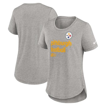 Women's Pittsburgh Steelers  Nike Heather Gray Fashion Tri-Blend T-Shirt