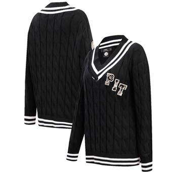 Women's Pittsburgh Steelers  Pro Standard Black Prep V-Neck Pullover Sweater