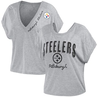 Women's Pittsburgh Steelers WEAR by Erin Andrews Heather Gray Reversible T-Shirt