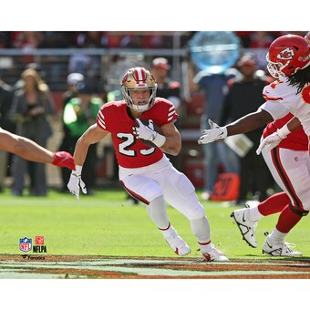 Christian McCaffrey San Francisco 49ers Fanatics Authentic Unsigned Runs the Ball in Scarlet Jersey Photograph