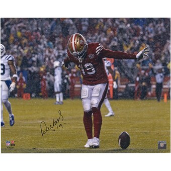 Autographed San Francisco 49ers Deebo Samuel Fanatics Authentic 16" x 20" Touchdown Celebration In Rain Photograph