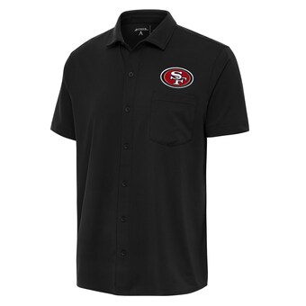 Men's San Francisco 49ers  Antigua Black Points Button-Up Polo