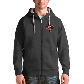 Men's San Francisco 49ers Antigua Charcoal Victory Full-Zip Hoodie