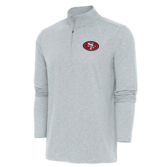 Men's San Francisco 49ers  Antigua Heather Gray Hunk Quarter-Zip Pullover Top