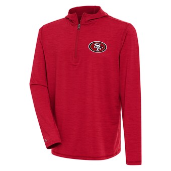 Men's San Francisco 49ers  Antigua Scarlet Tidy Quarter-Zip Pullover Hoodie