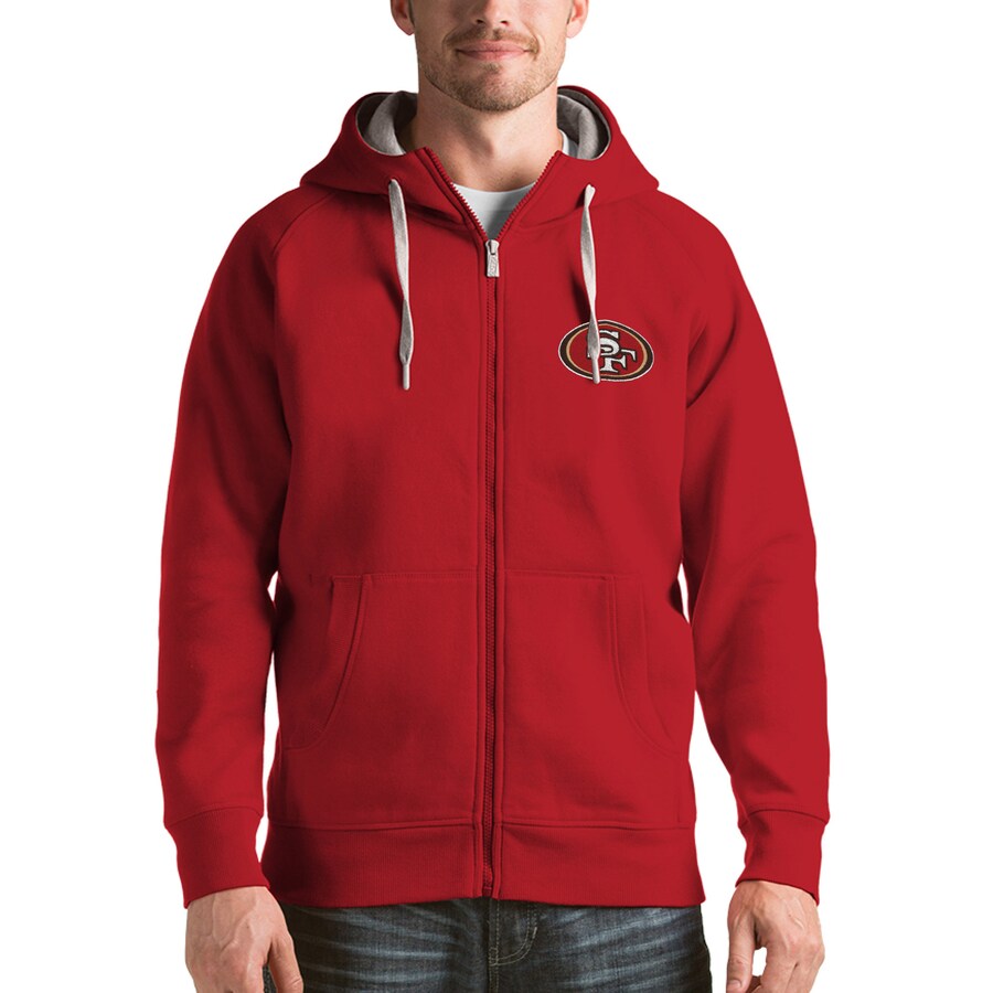 Men's San Francisco 49ers Antigua Scarlet Victory Full-Zip Hoodie