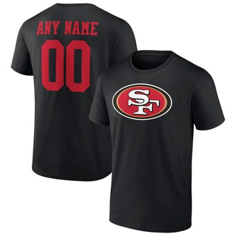 Men's San Francisco 49ers Black Team Authentic Logo Personalized Name & Number T-Shirt