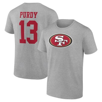 Men's San Francisco 49ers Brock Purdy Gray Icon Player Name & Number T-Shirt