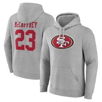 Men's San Francisco 49ers Christian McCaffrey Gray Icon Player Name & Number Pullover Hoodie