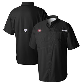 Men's San Francisco 49ers  Columbia Black PFG Tamiami II Omni-Shade Button-Down Shirt