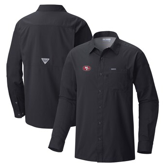 Men's San Francisco 49ers  Columbia Black Slack Tide Omni-Wick Long Sleeve Button-Up Shirt