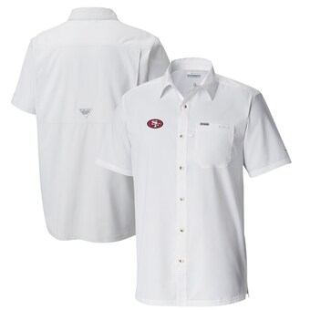 Men's San Francisco 49ers  Columbia White Slack Tide Omni-Wick Button-Up Camp Shirt