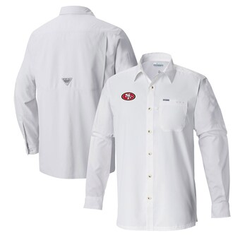 Men's San Francisco 49ers  Columbia White Slack Tide Omni-Wick Long Sleeve Button-Up Shirt