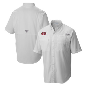 Men's San Francisco 49ers Columbia White Tamiami Omni-Shade Button-Down Shirt