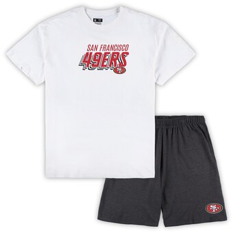 Men's San Francisco 49ers Concepts Sport White/Charcoal Big & Tall T-Shirt and Shorts Set