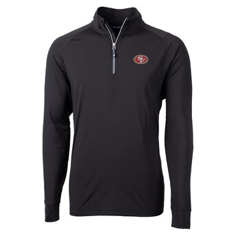 Men's San Francisco 49ers Cutter & Buck Black Big & Tall Adapt Eco Knit Quarter-Zip Pullover Jacket