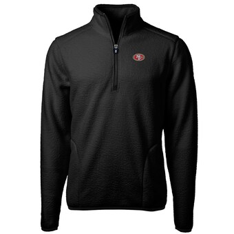 Men's San Francisco 49ers Cutter & Buck Black Big & Tall Cascade Eco Sherpa Fleece Quarter-Zip Pullover Jacket