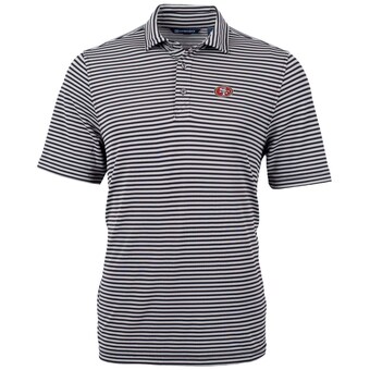 Men's San Francisco 49ers Cutter & Buck Black Big & Tall Virtue Eco Pique Stripe Recycled Polo