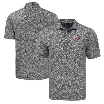 Men's San Francisco 49ers Cutter & Buck Black Pike Eco Flora Print Polo