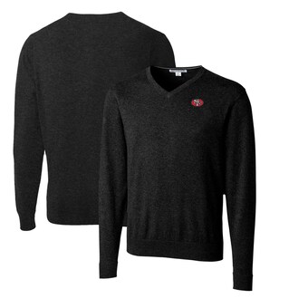 Men's San Francisco 49ers Cutter & Buck Black Throwback Logo Lakemont Tri-Blend V-Neck Pullover Sweater