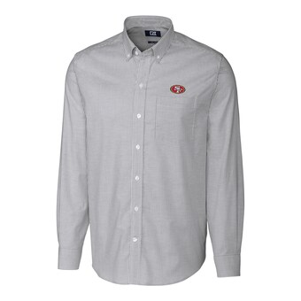 Men's San Francisco 49ers Cutter & Buck Charcoal Big & Tall Stretch Striped Oxford Long Sleeve Woven Button Down Shirt