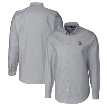 Men's San Francisco 49ers  Cutter & Buck Charcoal Helmet Stretch Oxford Long Sleeve Button-Down Shirt