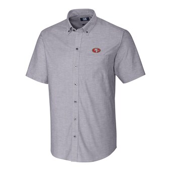 Men's San Francisco 49ers Cutter & Buck Charcoal Stretch Oxford Short Sleeve Woven Button Down Shirt