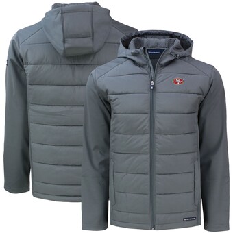 Men's San Francisco 49ers Cutter & Buck Gray  Big & Tall Evoke Hybrid Eco Softshell Recycled Full-Zip Hooded Jacket