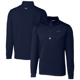 Men's San Francisco 49ers Cutter & Buck Navy Big & Tall Traverse Stretch Quarter-Zip Pullover Top