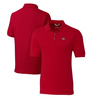 Men's San Francisco 49ers Cutter & Buck Scarlet Advantage Tri-Blend Pique Big & Tall Throwback Polo