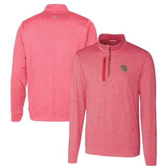 Men's San Francisco 49ers Cutter & Buck Scarlet Helmet Stealth Heathered Quarter-Zip Pullover Top