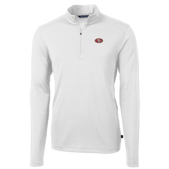 Men's San Francisco 49ers Cutter & Buck White Big & Tall Virtue Eco Pique Quarter-Zip Pullover Jacket