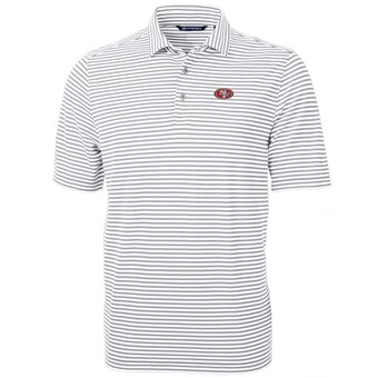 Men's San Francisco 49ers Cutter & Buck White Big & Tall Virtue Eco Pique Stripe Recycled Polo