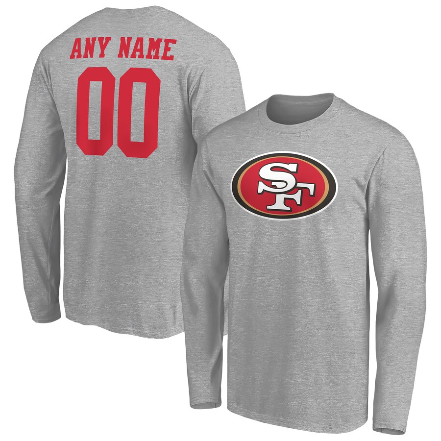 Men's San Francisco 49ers Fanatics Gray Team Authentic Custom Long Sleeve T-Shirt