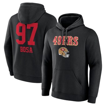 Men's San Francisco 49ers Nick Bosa Fanatics Black Wordmark Player Name & Number Pullover Hoodie