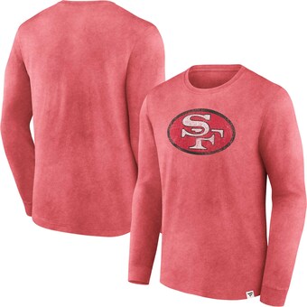 Men's San Francisco 49ers  Fanatics Scarlet Washed Primary Long Sleeve T-Shirt